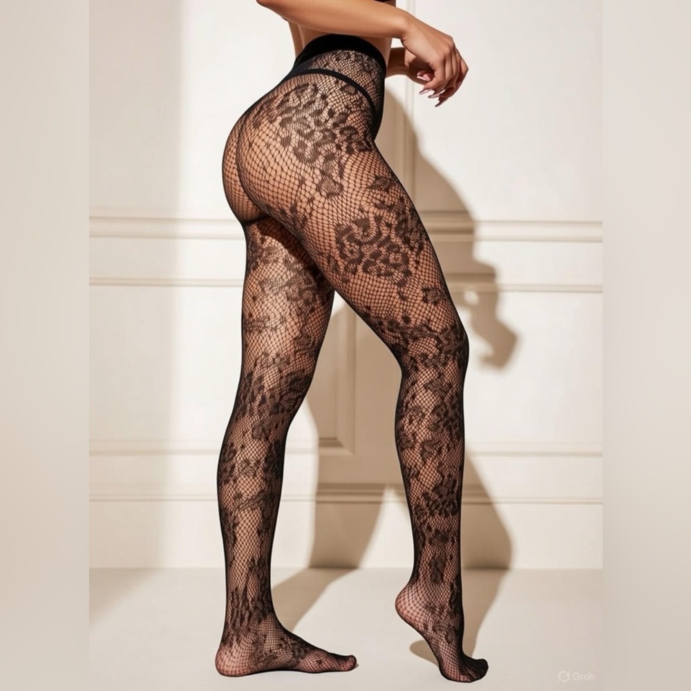 High Waist Fishnet Tights, Thigh High Suspender Stockings